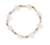 TIANXIAOQWE Bracelet d'été avec perles d'imitation, bracelet pour demoiselle d'honneur, 19cm, Pierre Bois, Cristal