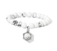 TIANXIAOQWE Bracelet élastique avec pendentif en pierre de 8 mm pour homme et femme, 19cm, Pierre Bois, Cristal
