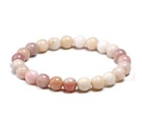 TIANXIAOQWE Bracelet élastique en opale naturelle rose pour femme - Fait à la main, 17cm 6.7inch, Pierre Verre Pierre Émail Verre, Oxyde de zirconium Agate Obsidienne