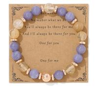 TIANXIAOQWE Bracelet élastique en perles de pierre pour homme et femme avec entretoise en pierre volcanique, 19cm, Pierre Bois, Cristal