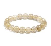 TIANXIAOQWE Bracelet élastique en quartz doré pour femme en pierre naturelle simple taille optionnelle, 18cm 7.0inch, Pierre Bois, Cristal