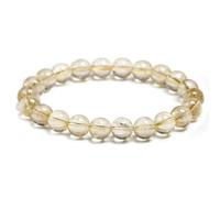 TIANXIAOQWE Bracelet élastique en quartz doré pour femme en pierre naturelle simple taille optionnelle, 18cm 7.0inch, Pierre Bois, Cristal