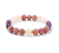 TIANXIAOQWE Bracelet élastique européen et américain de 8 mm pour homme et femme, 19cm, Pierre Bois, Cristal