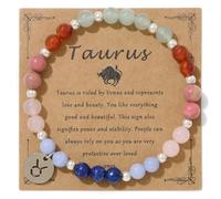 TIANXIAOQWE Bracelet en corde élastique avec perles de pierre de 6 mm, 19cm, Pierre Bois, Cristal