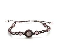 TIANXIAOQWE Bracelet en macramé tressé en pierre naturelle pour femme - Bracelet réglable en quartz rose, Pierre Verre Pierre Émail Verre, Oxyde de zirconium Agate Obsidienne