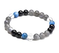 TIANXIAOQWE Bracelet en perles de labradorite en pierre naturelle pour homme Bracelet Apatite Noir Anniversaire Femme, 17cm, Pierre Bois, Cristal