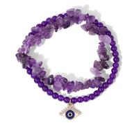 TIANXIAOQWE Bracelet en pierre de gravier irrégulière de 4 mm avec cordon élastique, 19cm, Pierre Bois, Cristal