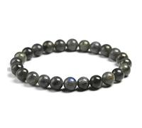 TIANXIAOQWE Bracelet en pierre de labradorite naturelle gris foncé pour homme Bracelet en pierre naturelle DIY fait à la main pour femme, 17cm 6.7inch, Pierre Bois, Cristal