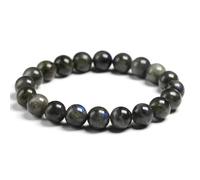 TIANXIAOQWE Bracelet en pierre de labradorite naturelle gris foncé pour homme Bracelet en pierre naturelle DIY fait à la main pour femme, 20cm 7.9inch, Pierre Bois, Cristal