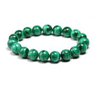 TIANXIAOQWE Bracelet extensible en malachite naturelle pour homme et femme, 17cm 6.7inch, Pierre Bois, Cristal
