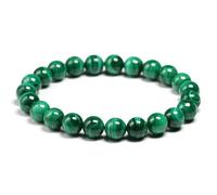 TIANXIAOQWE Bracelet extensible en malachite naturelle pour homme et femme, 23cm 9inch, Pierre Bois, Cristal