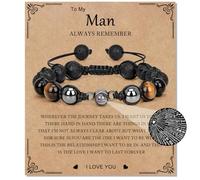 TIANXIAOQWE Bracelet fabriqué à la main en pierre volcanique avec style coulissant pour homme et femme, adjustable, Pierre Bois, Cristal