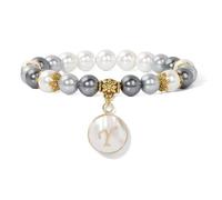 TIANXIAOQWE Bracelet Femme Pendentif Perle Pierre Naturelle Simple Homme Femme, 19cm, Pierre Bois, Cristal
