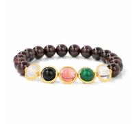 TIANXIAOQWE Bracelet grenat femme pierre perle élastique corde bracelet, 19cm, Pierre Bois, Cristal