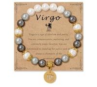 TIANXIAOQWE Bracelet pendentif perle couple bracelet pour maman et petite amie, 19cm, Pierre Bois, Cristal