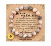TIANXIAOQWE Bracelet Pendentif Tournesol Turquoise Fête des Mères Zèbre Rose, Pierre Bois, Cristal