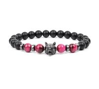 TIANXIAOQWE Bracelet pour homme 19 cm noir mat agate perle jaune rouge bleu pierre naturelle accessoires main, Pierre, Quartz