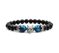 TIANXIAOQWE Bracelet pour homme 19 cm noir mat agate perle jaune rouge bleu pierre naturelle accessoires main, Pierre, Quartz