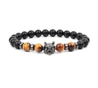 TIANXIAOQWE Bracelet pour homme 19 cm noir mat agate perle jaune rouge bleu pierre naturelle accessoires main, Pierre, Quartz