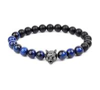 TIANXIAOQWE Bracelet pour homme 19 cm noir mat agate perle jaune rouge bleu pierre naturelle accessoires main, Pierre, Quartz