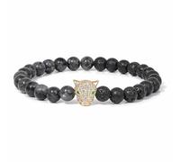 TIANXIAOQWE Bracelet pour homme avec perles en pierre de 6 mm Motif léopard, 19cm, Pierre Bois, Cristal
