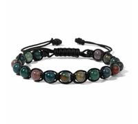 TIANXIAOQWE Bracelet pour homme tissé en pierre de 6 mm avec enroulement réglable européen et américain et tissage de perles fait à la main, 19cm, Pierre Bois, Cristal