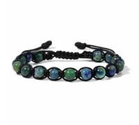 TIANXIAOQWE Bracelet pour homme tissé en pierre de 6 mm avec enroulement réglable européen et américain et tissage de perles fait à la main, 19cm, Pierre Bois, Cristal