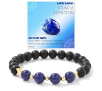 TIANXIAOQWE Bracelet Star Love - Pierre Lapis Lazuli - Agate rouge - Bracelet perlé, 19cm, Pierre Bois, Cristal