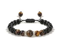 TIANXIAOQWE Bracelet tissé pour homme avec style boyfriend unisexe fait à la main et réglable pour homme et femme, Pierre Bois, Cristal