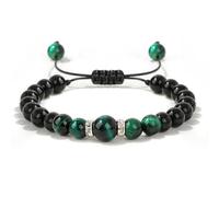 TIANXIAOQWE Bracelet tissé pour homme avec style boyfriend unisexe fait à la main et réglable pour homme et femme, Pierre Bois, Cristal