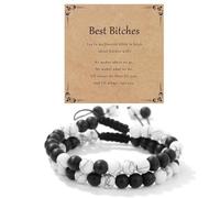 TIANXIAOQWE Bracelet tressé fait main en perles de pierre de 6 mm pour homme et femme, adjustable, Pierre Bois, Cristal