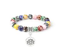 TIANXIAOQWE Bracelets 7 chakras pour homme et femme - Pierre de lave naturelle - Bracelet en perles Apatite fait à la main, Pierre Verre Pierre Émail Verre, Oxyde de zirconium Agate Obsidienne