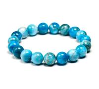 TIANXIAOQWE Bracelets personnalisés en pierre d'apatite naturelle bleu océan, 25cm, Pierre Bois, Cristal