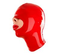 TIANXIAOQWE Cagoule en latex pour femme - Masque en caoutchouc - Gros yeux et menton - Fermeture éclair - Noir