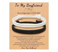 TIANXIAOQWE Ensemble de bracelets en corde noire et blanche pour anniversaire de couple Saint-Valentin, Pierre Bois, Cristal