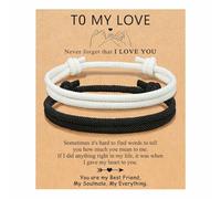 TIANXIAOQWE Ensemble de bracelets en corde noire et blanche pour anniversaire de couple Saint-Valentin, Pierre Bois, Cristal