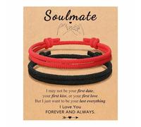 TIANXIAOQWE Ensemble de bracelets en corde noire et blanche pour anniversaire de couple Saint-Valentin, Pierre Bois, Cristal
