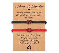 TIANXIAOQWE Ensemble de corde rouge et noire fait main bracelet réglable Saint-Valentin tissage bracelet couple, Pierre Bois, Cristal