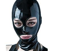 TIANXIAOQWE Masque intégral à capuche en latex noir pour homme et femme - Masque en caoutchouc pour cosplay, club, accessoires de fête