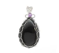 TIANXIAOQWE Pendentif en forme de goutte d'eau pour femme, collier à faire soi-même, pendentif enveloppé de fluorite naturelle, sans chaîne, Pierre Verre Pierre Émail Verre, Zircone cubique Agate