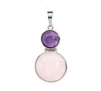 TIANXIAOQWE Pendentifs en pierre ronde naturelle pour femme DIY Collier Quartz Rose Fluorite Pendentif Sans chaîne, Pierre Verre Pierre Émail Verre, Zircone cubique Agate Obsidienne