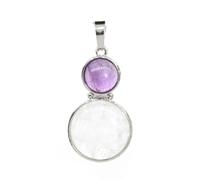 TIANXIAOQWE Pendentifs en pierre ronde naturelle pour femme DIY Collier Quartz Rose Fluorite Pendentif Sans chaîne, Pierre Verre Pierre Émail Verre, Zircone cubique Agate Obsidienne