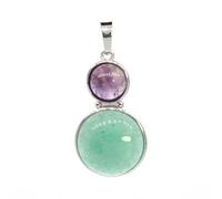 TIANXIAOQWE Pendentifs en pierre ronde naturelle pour femme DIY Collier Quartz Rose Fluorite Pendentif Sans chaîne, Pierre Verre Pierre Émail Verre, Zircone cubique Agate Obsidienne
