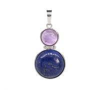 TIANXIAOQWE Pendentifs en pierre ronde naturelle pour femme DIY Collier Quartz Rose Fluorite Pendentif Sans chaîne, Pierre Verre Pierre Émail Verre, Zircone cubique Agate Obsidienne
