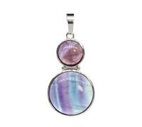 TIANXIAOQWE Pendentifs en pierre ronde naturelle pour femme DIY Collier Quartz Rose Fluorite Pendentif Sans chaîne, Pierre Verre Pierre Émail Verre, Zircone cubique Agate Obsidienne