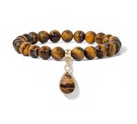 TIANXIAOQWE Perle en pierre de 8 mm pour femme avec pendentif goutte d'eau simple pour meilleure amie, 19cm, Pierre Bois, Cristal