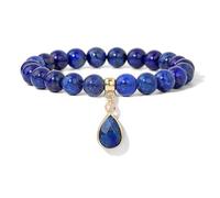 TIANXIAOQWE Perle en pierre de 8 mm pour femme avec pendentif goutte d'eau simple pour meilleure amie, 19cm, Pierre Bois, Cristal