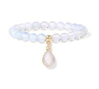 TIANXIAOQWE Perle en pierre de 8 mm pour femme avec pendentif goutte d'eau simple pour meilleure amie, 19cm, Pierre Bois, Cristal