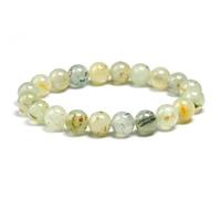 TIANXIAOQWE Prehnite Bracelets de perles élastiques naturelles faites à la main pour homme et femme, 18cm 7.0inch, Pierre Bois, Cristal