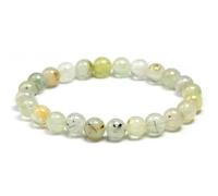 TIANXIAOQWE Prehnite Bracelets de perles élastiques naturelles faites à la main pour homme et femme, 20cm 7.9inch, Pierre Bois, Cristal